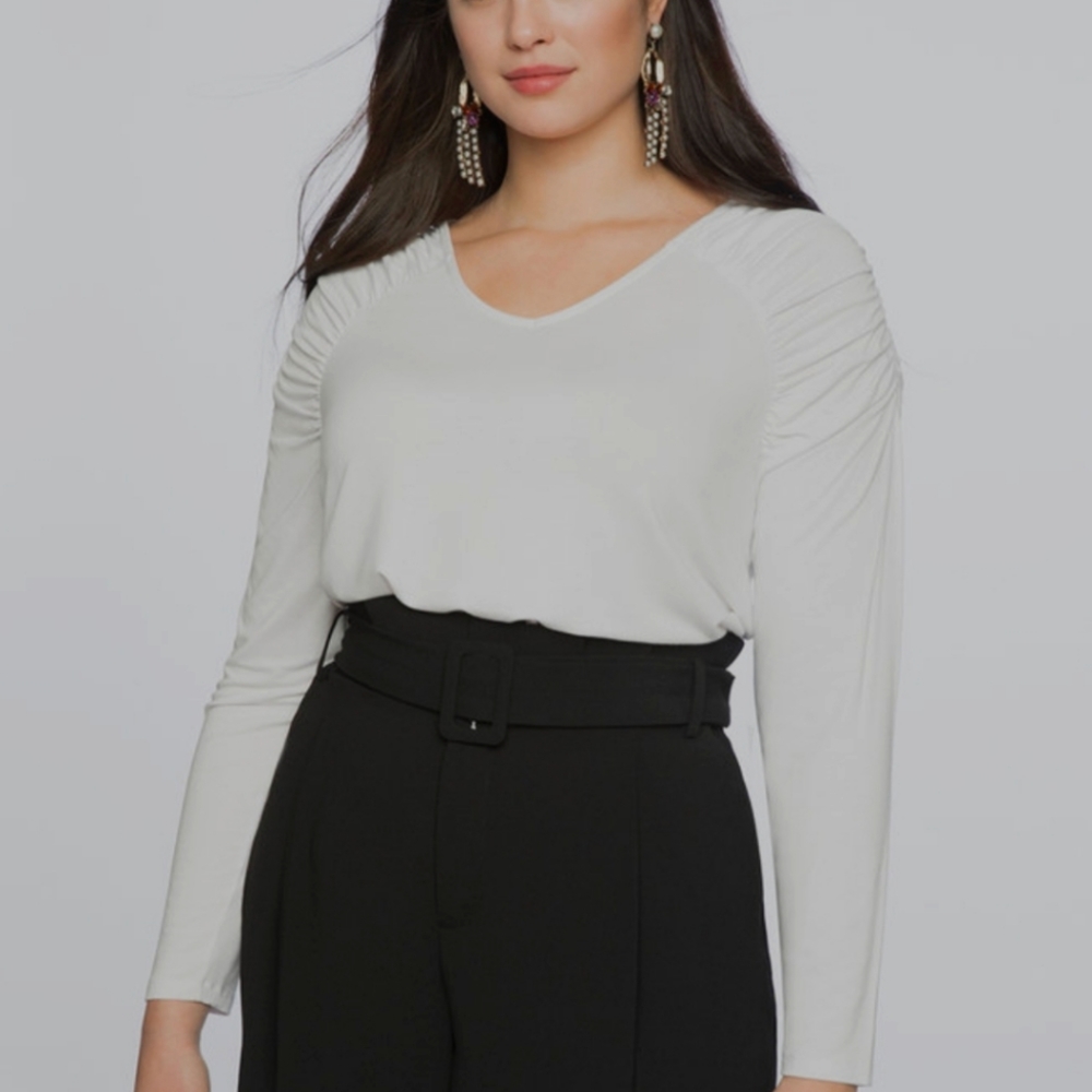 Eloquii Gathered Shoulder Long Sleeve Tee NWOT